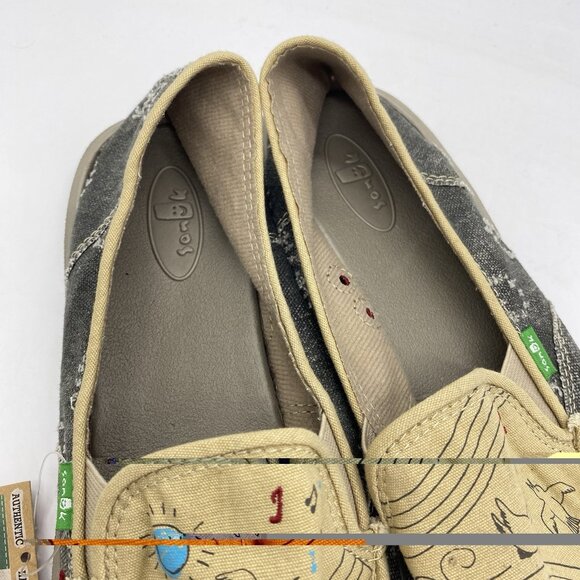 Sanuk Scribble Singing Birds Slip On Shoes Women’s Size 11 Sidewalk Surfer Flats - Picture 12 of 14